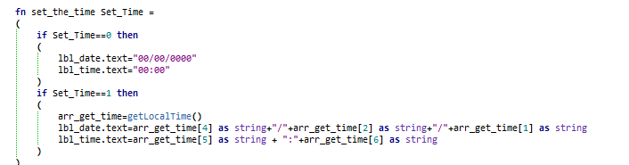 Date time function to label (called when save button runs)